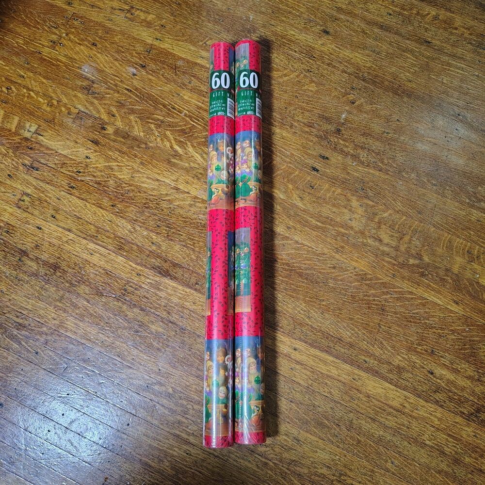 VTG 1999 Christmas Wrapping Paper 60 Sq Ft 2 Rolls Made In USA